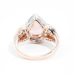 Vienna Pear Shape Morganite & Diamond Halo Ring Rings Imperial Jewellery - Auctions, Antique, Vintage & Estate 