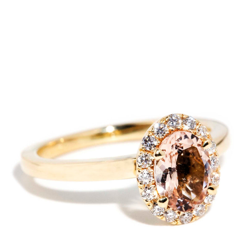 Virginie Contemporary Morganite & Diamond Ring 14ct Gold Rings Imperial Jewellery 