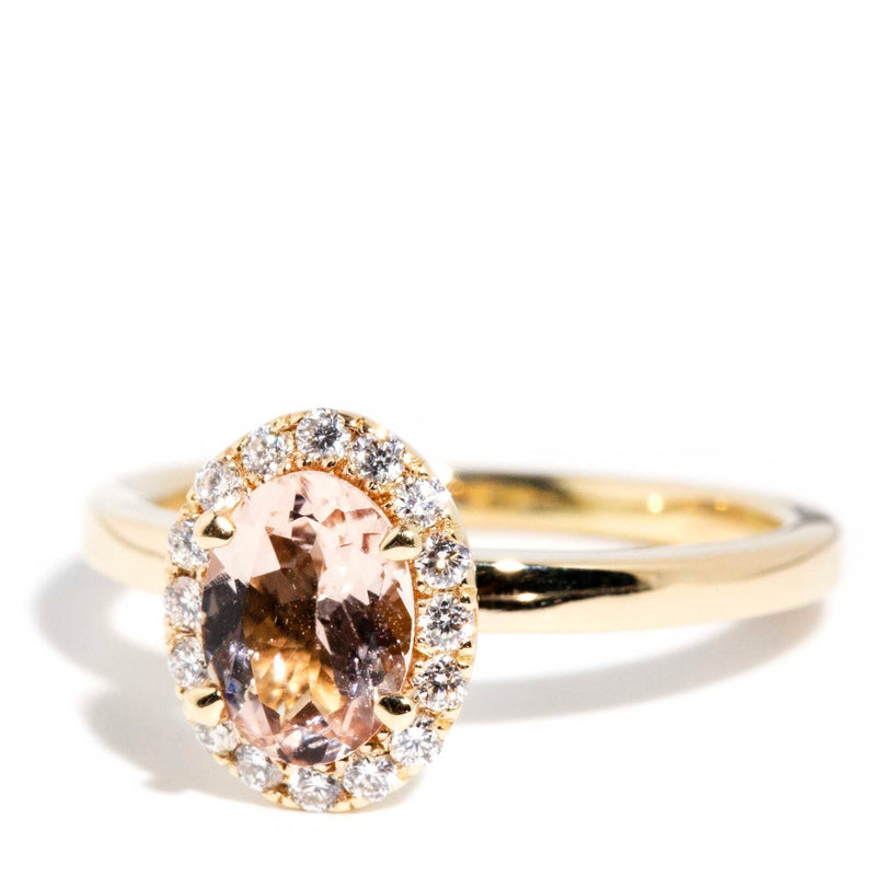 Virginie Contemporary Morganite & Diamond Ring 14ct Gold Rings Imperial Jewellery 