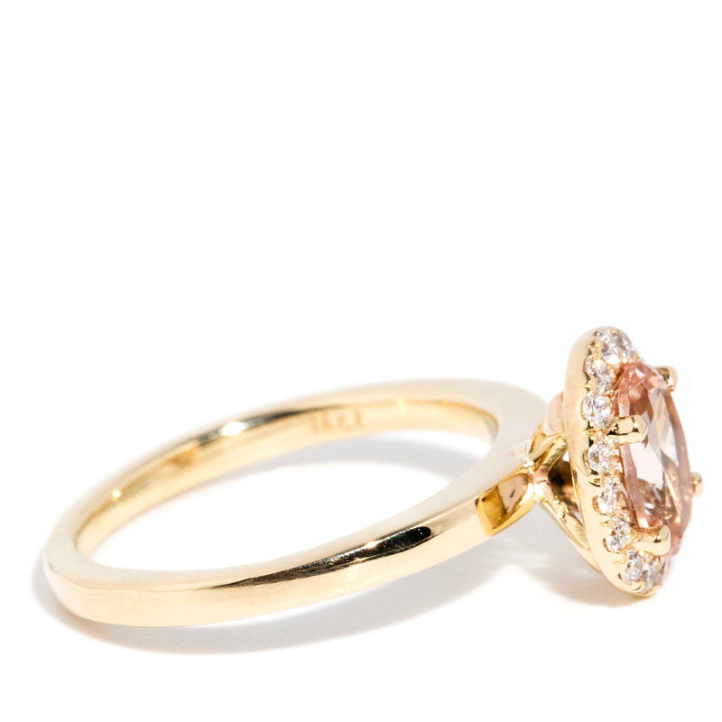 Virginie Contemporary Morganite & Diamond Ring 14ct Gold Rings Imperial Jewellery 