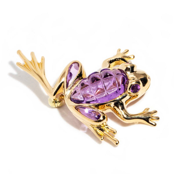 Vita 14ct Yellow Gold Amethyst Frog Brooch Brooches Imperial Jewellery Imperial Jewellery - Hamilton 