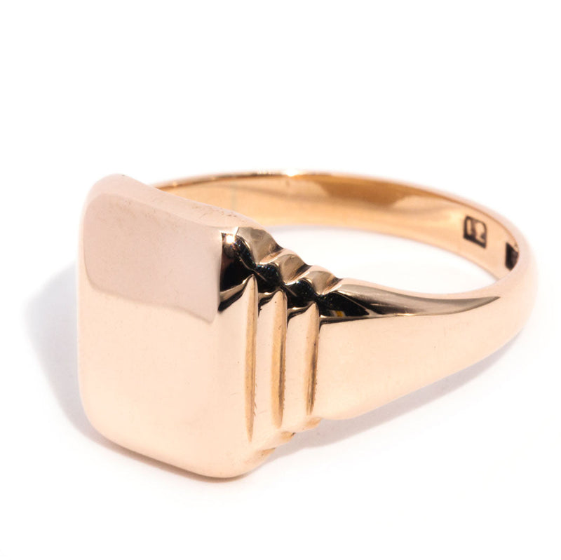 Wellesley 9ct Rose Gold Mens Rectangle Shaped Signet Ring* $ Rings Imperial Jewellery 