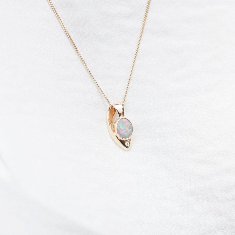 Winnie 18 ct Gold Vintage Opal Diamond Pendant (S check Price needed) Pendants/Necklaces Imperial Jewellery 