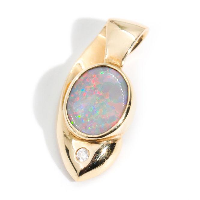 Winnie 18 ct Gold Vintage Opal Diamond Pendant*OB Pendants/Necklaces Imperial Jewellery 