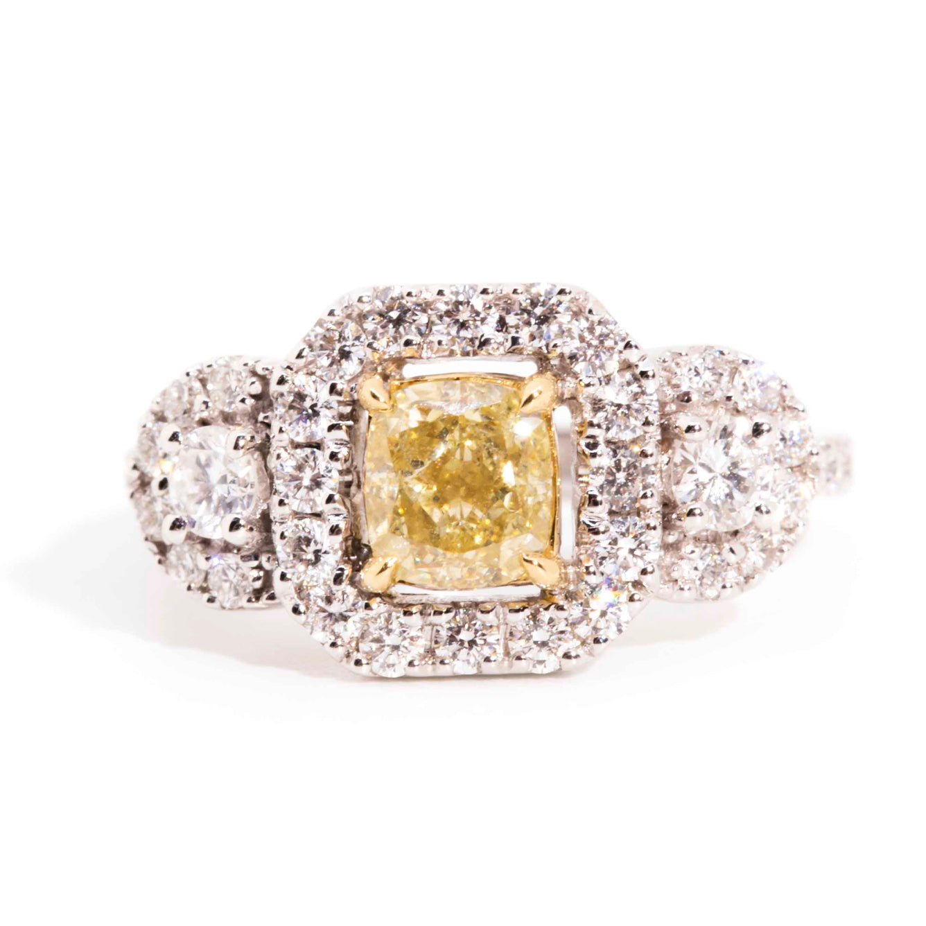 Certified 1.01 Carat Fancy Yellow Diamond Vintage Engagement Ring
