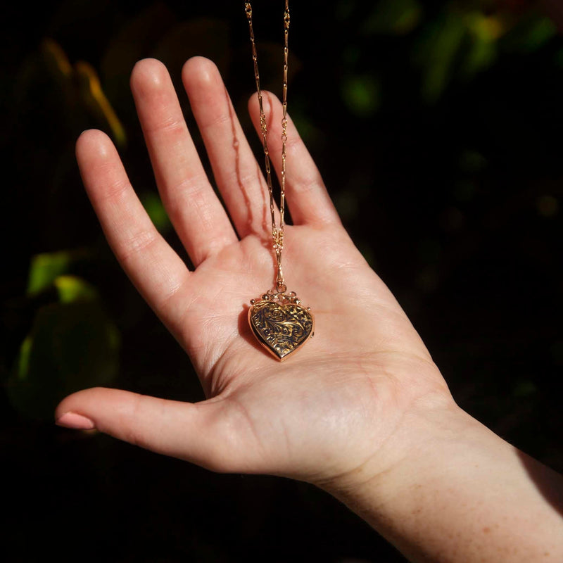 Ximena Edwardian Heart Locket & Chain 9ct Gold Pendants/Necklaces Imperial Jewellery 