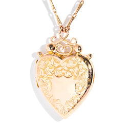 Ximena Edwardian Heart Locket & Chain 9ct Gold Pendants/Necklaces Imperial Jewellery Imperial Jewellery - Hamilton 