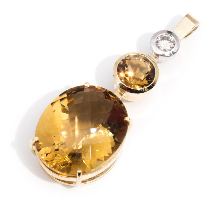 Yara 18ct Yellow Gold Citrine Diamond Drop Pendant* LB Pendants/Necklaces Imperial Jewellery 