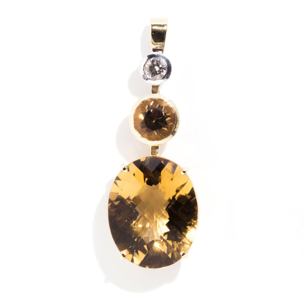 Yara 18ct Yellow Gold Citrine Diamond Drop Pendant* LB Pendants/Necklaces Imperial Jewellery 