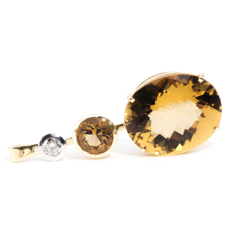 Yara 18ct Yellow Gold Citrine Diamond Drop Pendant* LB Pendants/Necklaces Imperial Jewellery 