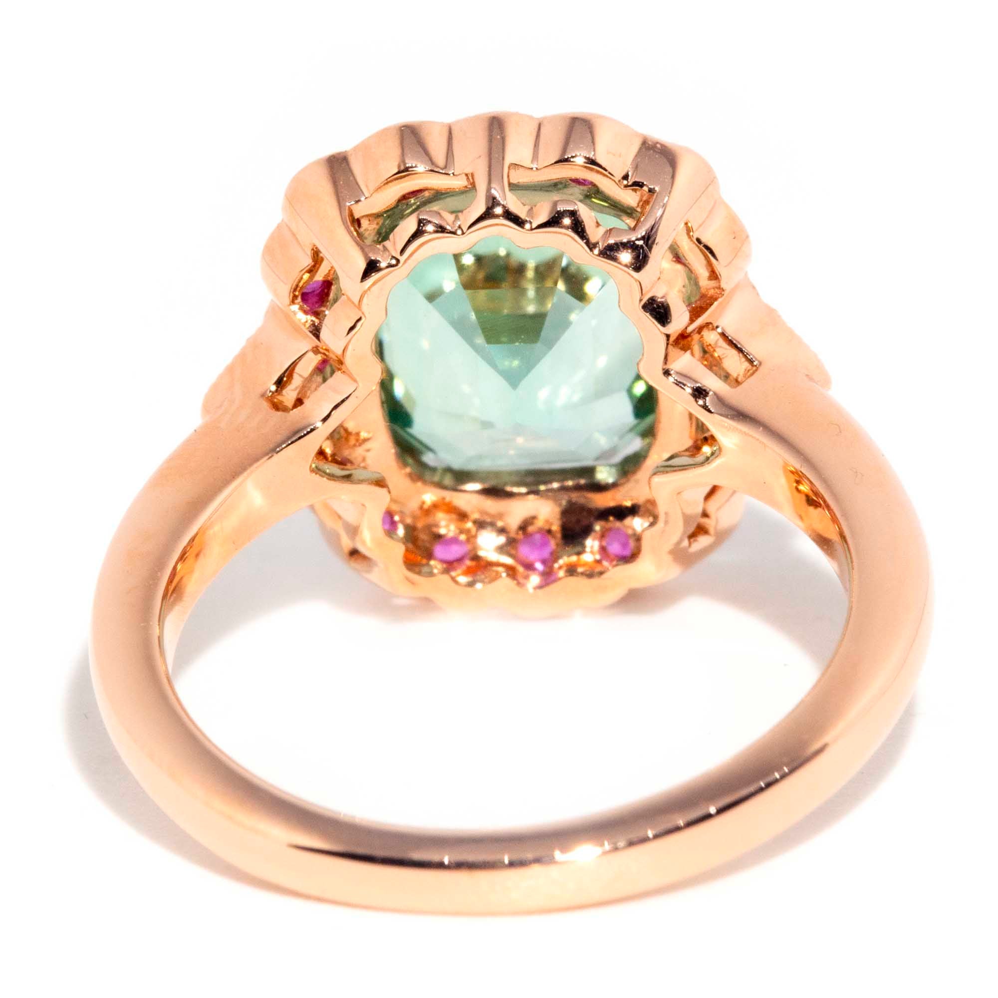 Yelena 18ct Rose Gold Tourmaline Sapphire & Diamond Halo Ring* OB Gemmo $ Rings Imperial Jewellery 