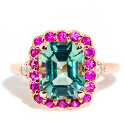 Yelena 18ct Rose Gold Tourmaline Sapphire & Diamond Halo Ring* OB Gemmo $ Rings Imperial Jewellery Imperial Jewellery - Hamilton 