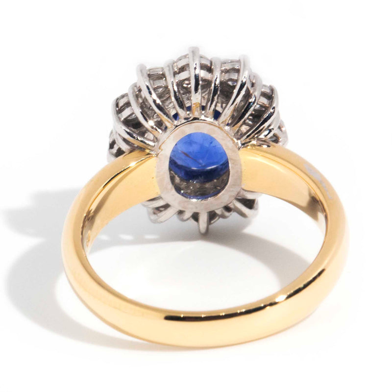Yetta 18ct Gold Ceylon Sapphire Diamond Halo Ring* $ Rings Imperial Jewellery