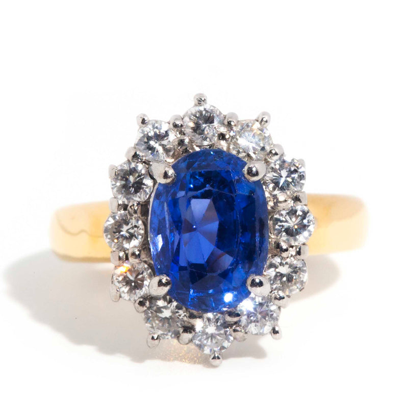 Yetta 18ct Gold Ceylon Sapphire Diamond Halo Ring* $ Rings Imperial Jewellery Imperial Jewellery - Hamilton