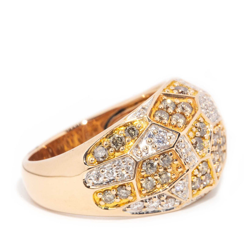 Yolanda 18ct Gold Diamond Geometrical Cluster Band Rings Imperial Jewellery 