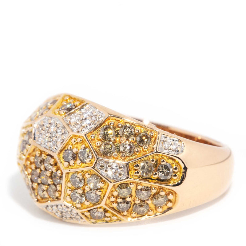 Yolanda 18ct Gold Diamond Geometrical Cluster Band Rings Imperial Jewellery 