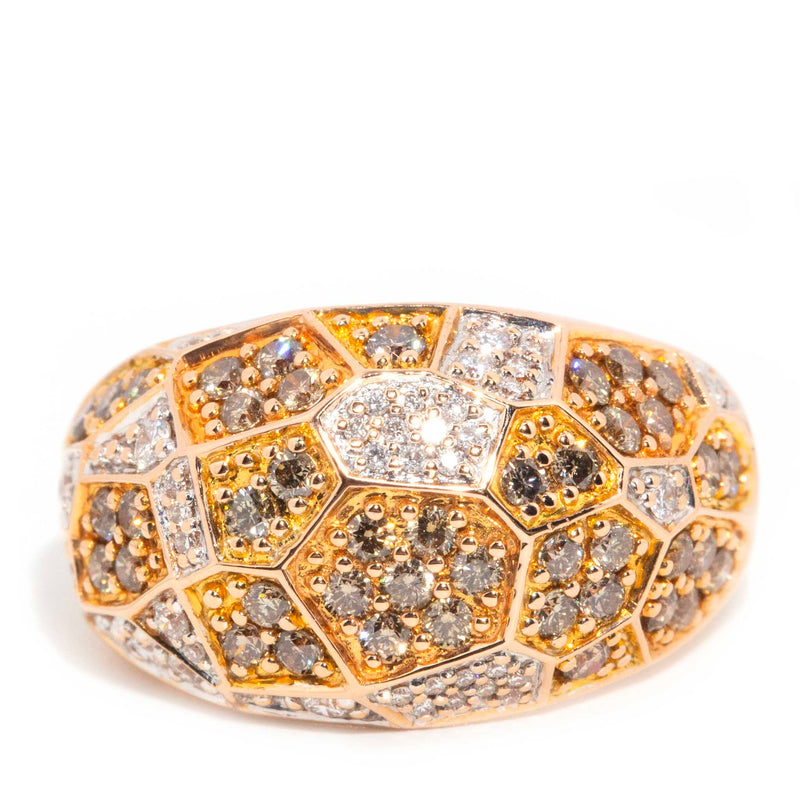 Yolanda 18ct Gold Diamond Geometrical Cluster Band Rings Imperial Jewellery Imperial Jewellery - Hamilton 