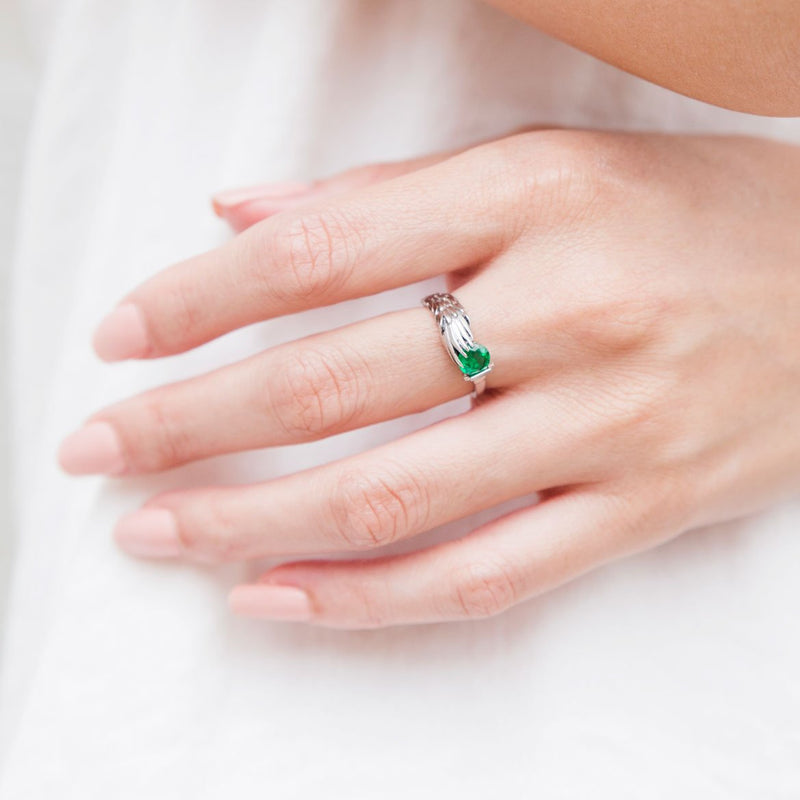Yuna Platinum Mythical Fantasy Emerald Ring (S check Price needed) Rings Imperial Jewellery 
