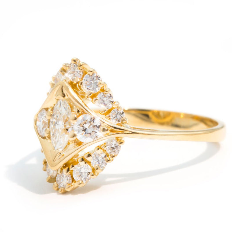 Zelda 18 Carat Yellow Gold Vintage Cluster Diamond Ring Rings Imperial Jewellery
