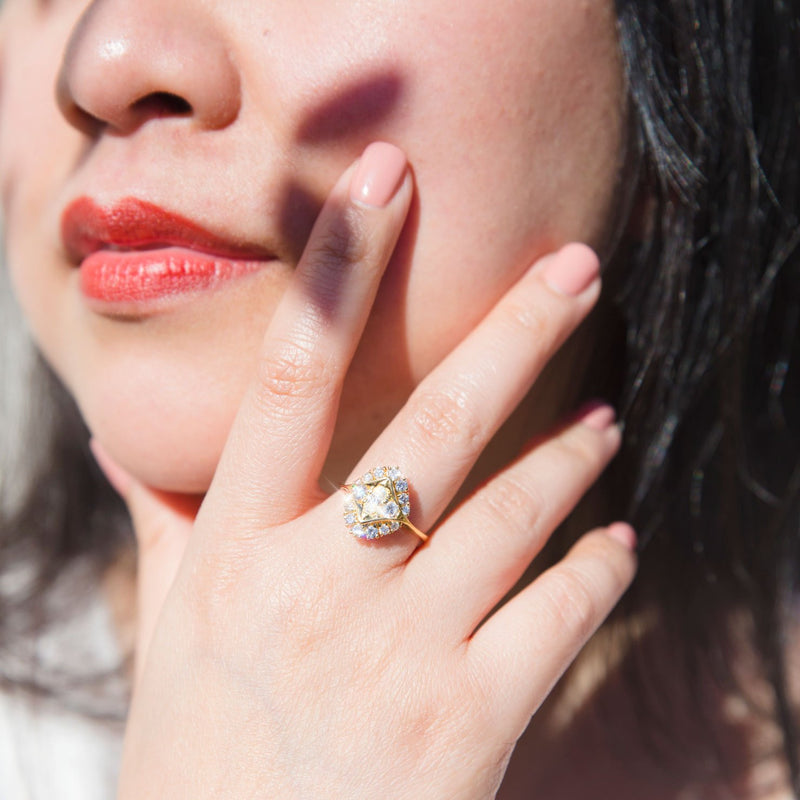 Zelda 18 Carat Yellow Gold Vintage Cluster Diamond Ring Rings Imperial Jewellery