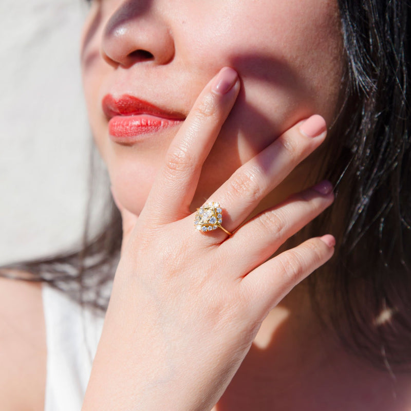 Zelda 18 Carat Yellow Gold Vintage Cluster Diamond Ring Rings Imperial Jewellery