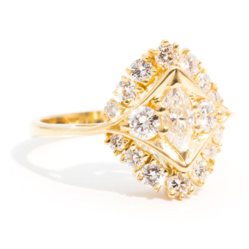 Zelda 18 Carat Yellow Gold Vintage Cluster Diamond Ring Rings Imperial Jewellery