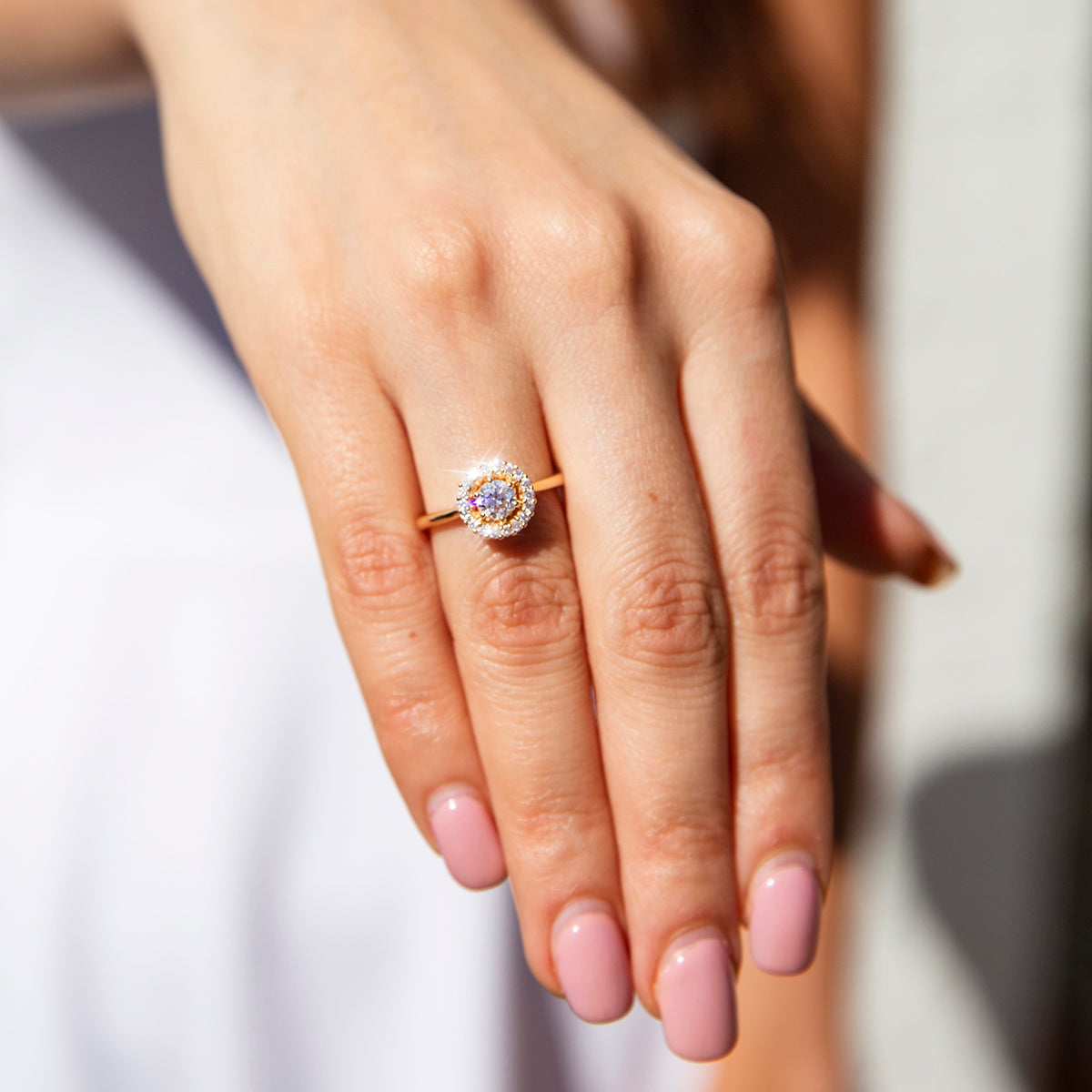 Half carat sales halo ring