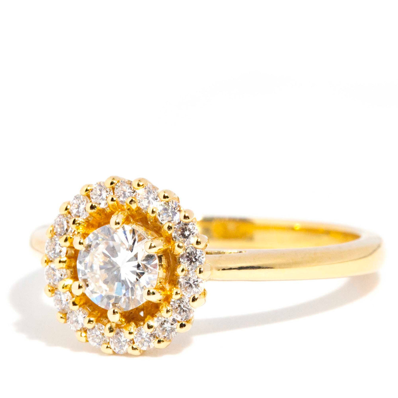 0.67 Carat Diamond Contemporary Halo Cluster Ring in 18 Carat Gold