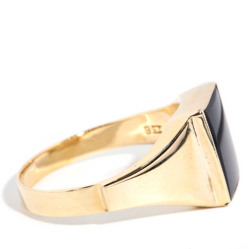Zoya 1970s Buff Top Onyx Ring 9ct Gold* DRAFT Rings Imperial Jewellery 