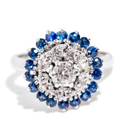 ZsiZsi 1970s Sapphire & Diamond Cluster Ring 14ct Gold* OB Rings Imperial Jewellery Imperial Jewellery - Hamilton 